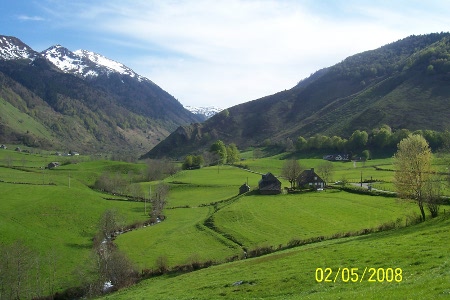 plateau verdoyant et neige qui fond